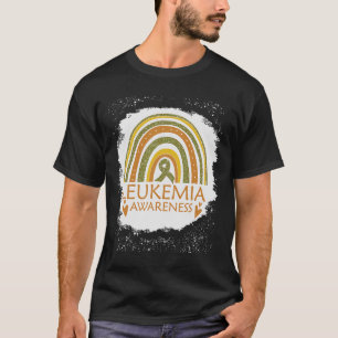 Leukemia Awareness Bleached Rainbow Orange Ribbon T-Shirt