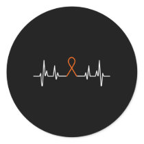 Leukemia Awareness Blood Cancer Orange Ribbon Hear Classic Round Sticker