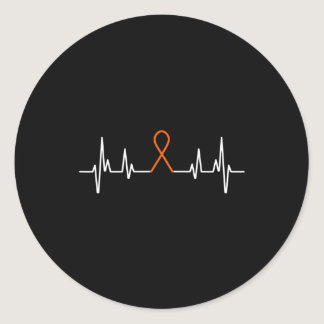Leukemia Awareness Blood Cancer Orange Ribbon Hear Classic Round Sticker