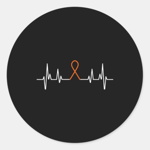 Leukemia Awareness Blood Cancer Orange Ribbon Hear Classic Round Sticker