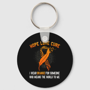 Leukemia Awareness Cancer Orange Ribbon Family Sup Keychain