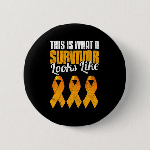 Leukemia Awareness Cancer Survivor Orange Ribbon Button