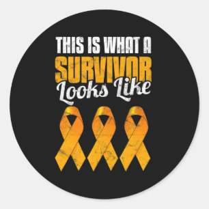 Leukemia Awareness Cancer Survivor Orange Ribbon Classic Round Sticker