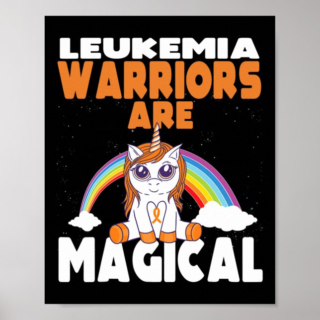 Leukemia Awareness Cute Magical Unicorn Blood Canc Poster (Front)