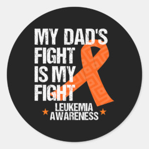 Leukemia Awareness  Dad Fight Orange Ribbon Gift I Classic Round Sticker