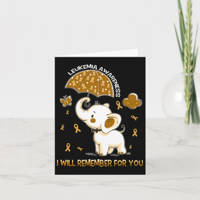 Leukemia Awareness Elephant  Card (Front)