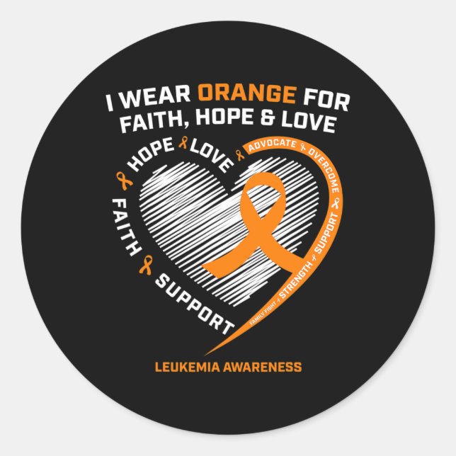 Leukemia Awareness  Faith Hope Love Leukemia Aware Classic Round Sticker (Front)