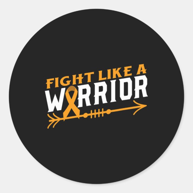 Leukemia Awareness Fight Like A Warrior Blood Canc Classic Round Sticker (Front)