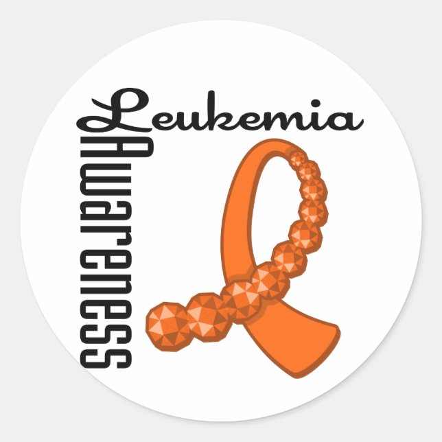 Leukemia Awareness Gemstone Ribbon Classic Round Sticker (Front)
