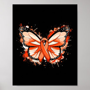 Leukemia Awareness Gifts Orange Ribbon Butterfly Poster