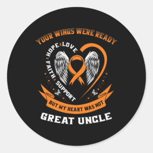 Leukemia Awareness Great Uncle Your Wings Were Rea Classic Round Sticker