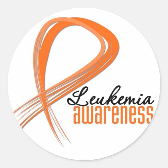 Leukemia Awareness Grunge Ribbon Classic Round Sticker (Front)
