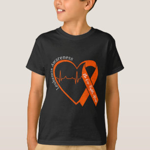 Leukemia Awareness Heart Orange Support Men Women T-Shirt