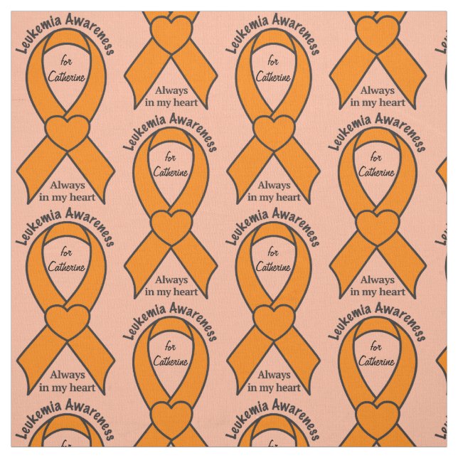 Leukemia Awareness Heart Ribbon Name Customizable Fabric (Swatch)