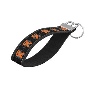 Leukemia Awareness Heart Ribbon Wrist Keychain