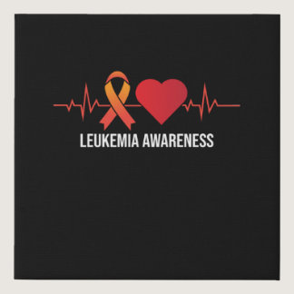 Leukemia Awareness Heartbeat Orange Ribbon Support Faux Canvas Print