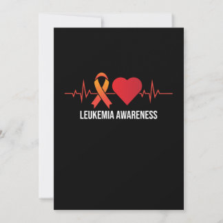 Leukemia Awareness Heartbeat Orange Ribbon Support Thank You Card