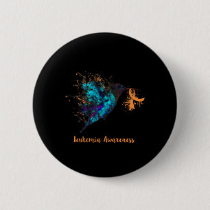 Leukemia Awareness Hummingbird Orange Ribbon Water Button