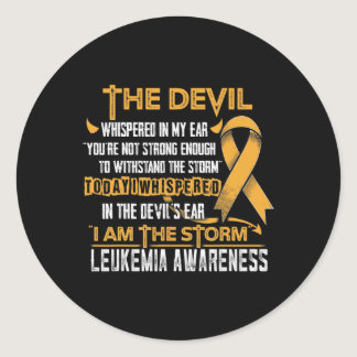 Leukemia Awareness I am the Storm Devil  Classic Round Sticker
