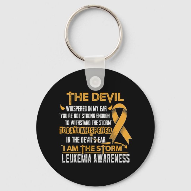 Leukemia Awareness I Am The Storm Devil  Keychain (Front)