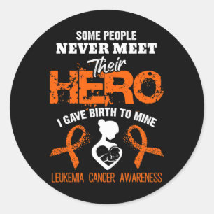 Leukemia Awareness Meet My Hero Classic Round Sticker