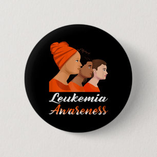 Leukemia Awareness Mom Orange Ribbon Warrior Fight Button
