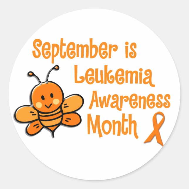 Leukemia Awareness Month Bee 1.3 Classic Round Sticker (Front)