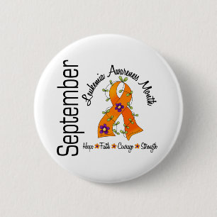Leukemia Awareness Month Flower Ribbon 1 Pinback Button