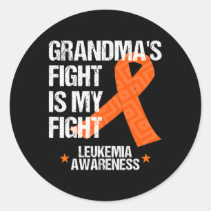 Leukemia Awareness Month Grandma Fight Orange Ribb Classic Round Sticker