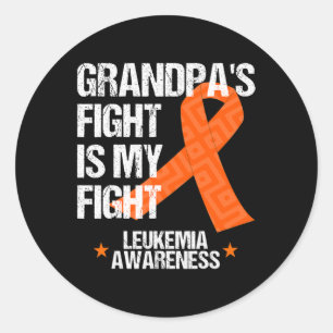 Leukemia Awareness Month Grandpa Fight Orange Ribb Classic Round Sticker