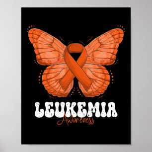 Leukemia Awareness Month Orange Ribbon Butterfly  Poster