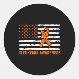 Leukemia Awareness Month Orange Ribbon Usa America Classic Round Sticker