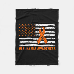 Leukemia Awareness Month Orange Ribbon Usa America Fleece Blanket