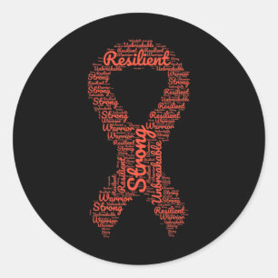 Leukemia Awareness Month Orange Ribbon With Words  Classic Round Sticker