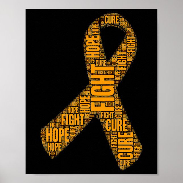 Leukemia Awareness Orange Fight Hope Cure Ribbon  Poster (Front)