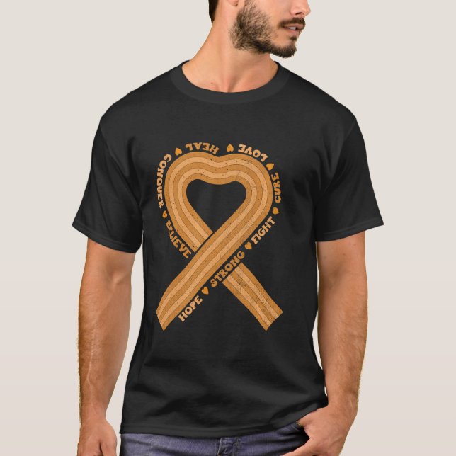 Leukemia Awareness Orange Ribbon Blood Cancer Stro T-Shirt (Front)