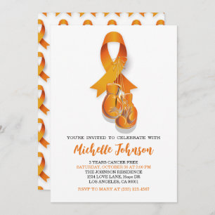 Leukemia Awareness Orange Ribbon Cancer Free party Invitation