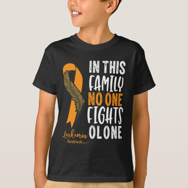 Leukemia Awareness  Orange Ribbon Cancer Survivor  T-Shirt (Front)