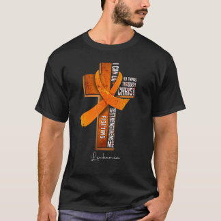 Leukemia Awareness Orange Ribbon Christian Cross 1 T-Shirt