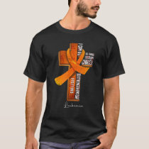 Leukemia Awareness Orange Ribbon Christian Cross T-Shirt