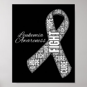 Leukemia Awareness Orange Ribbon Fight Hope Cure 1 Poster