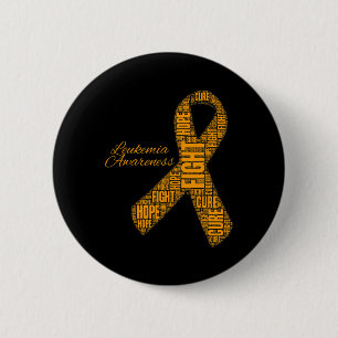 Leukemia Awareness orange ribbon fight hope cure Button