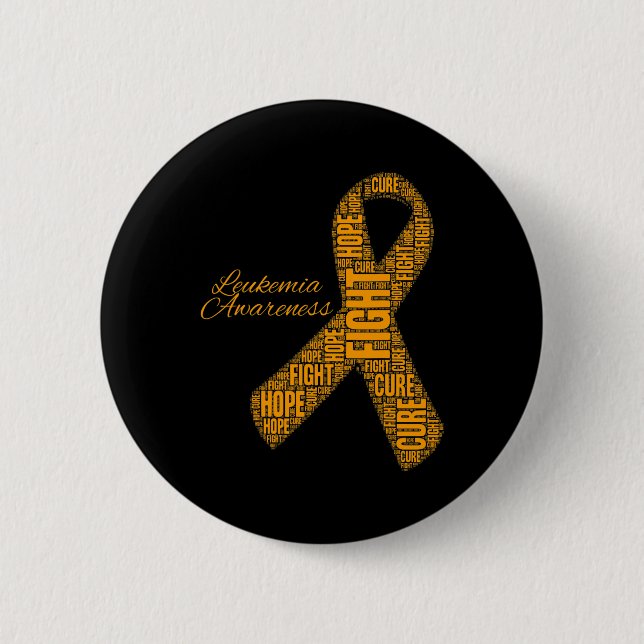 Leukemia Awareness orange ribbon fight hope cure  Button (Front)