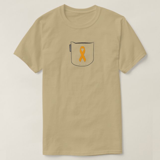 Leukemia Awareness Orange Ribbon Pocket Printed T-Shirt (Design Front)