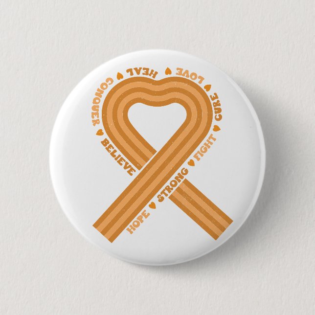 Leukemia Awareness Orange Ribbon Support  Button (Front)