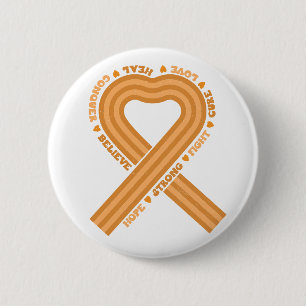 Leukemia Awareness Orange Ribbon Support  Button