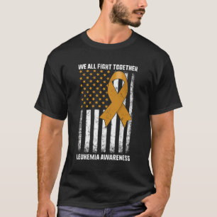 Leukemia Awareness Orange Ribbon Usa Flag Warrior T-Shirt