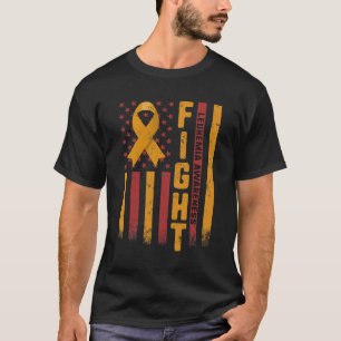Leukemia Awareness Orange Ribbon Usa Flag Warrior T-Shirt