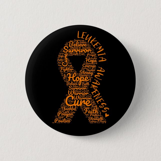 Leukemia Awareness Orange Ribbon With Positive Button (Front)