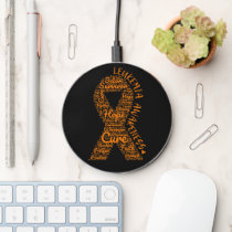 Leukemia Awareness Orange Ribbon With Positive Wireless Charger